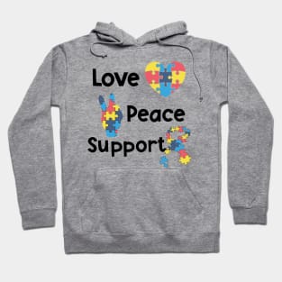 Love Peace Support Autism Awareness Puzzle Pieces Hoodie